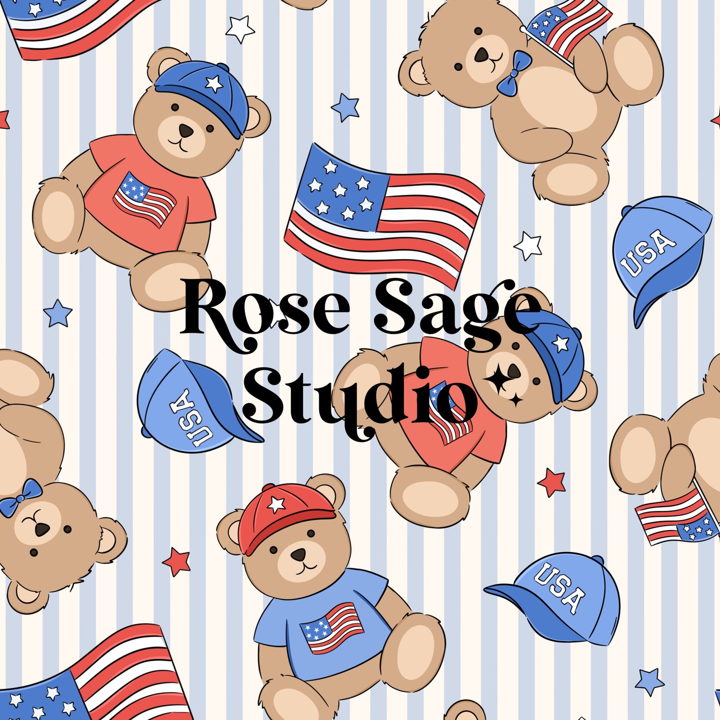 Fourth of July Bears Seamless File
