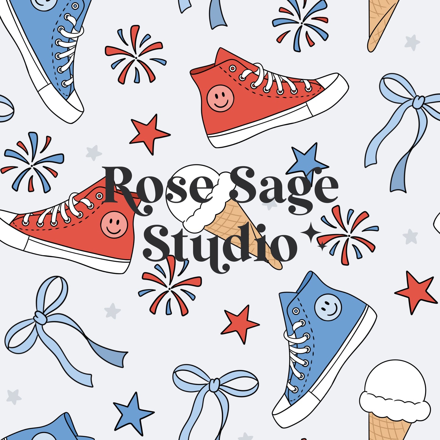 Fourth of July Sneakers and Bows Seamless File