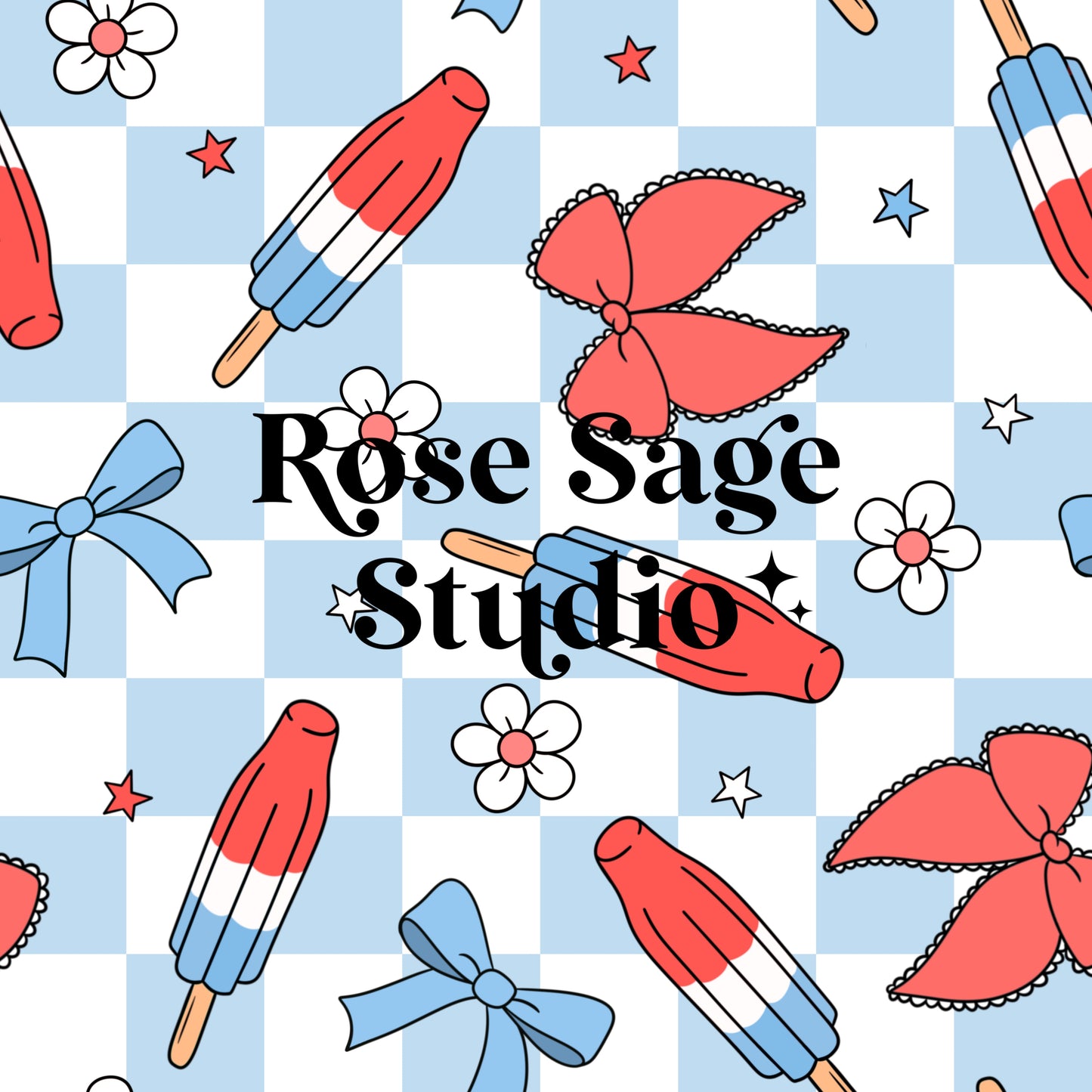 Fourth of July Popsicles and Bows Seamless File