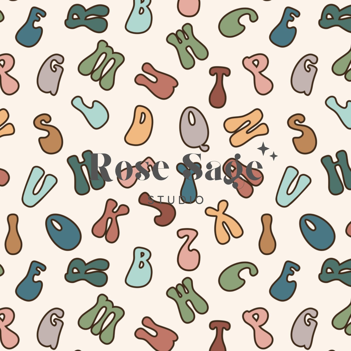 Boho Alphabet Seamless Pattern, Boho School Letters Seamless File, Boho Boy Girl Seamless Pattern,