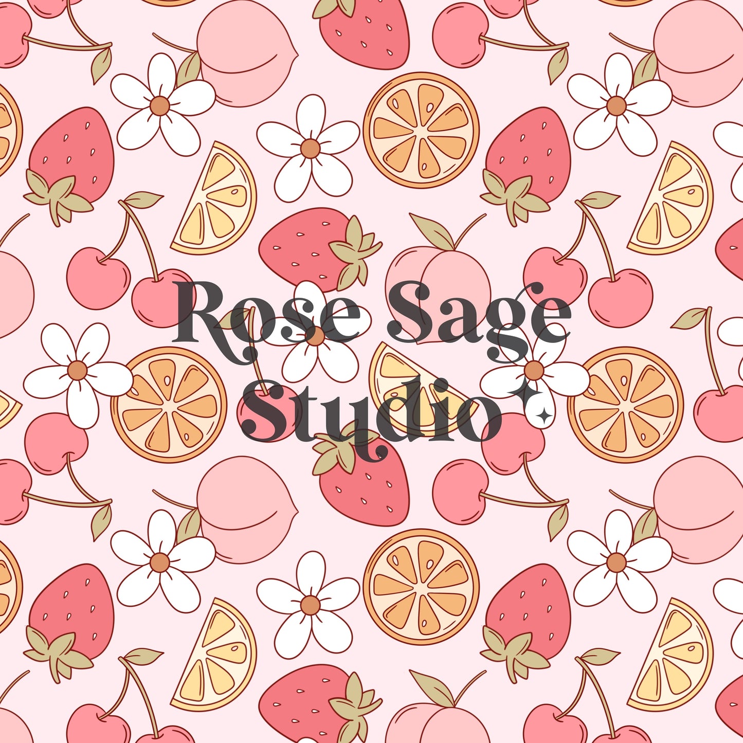Retro Summer Fruit Seamless, Fruit Daisy Seamless Pattern, Retro Girl Seamless File