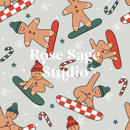 Snowboarding Gingerbread Seamless File