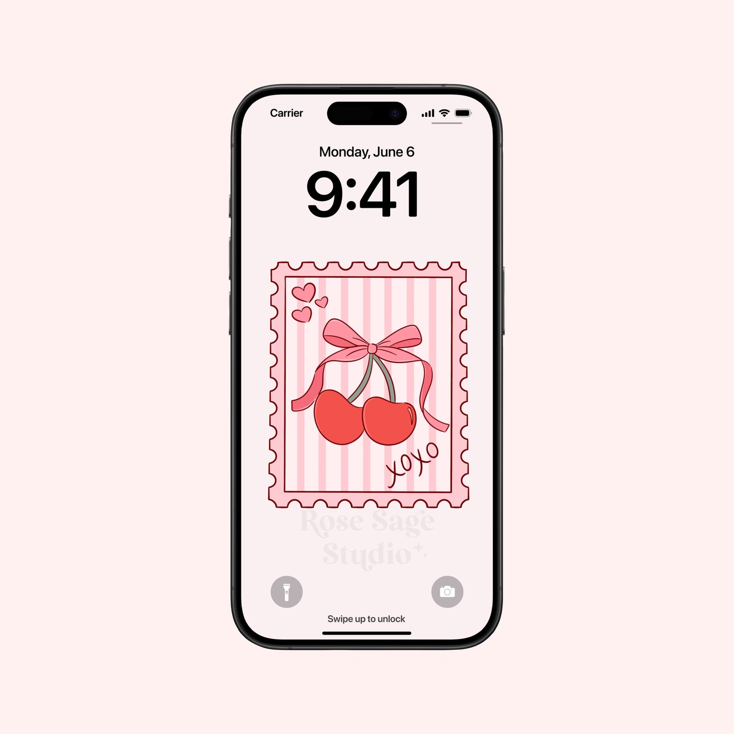 Cherry Bow Stamp Phone Wallpaper