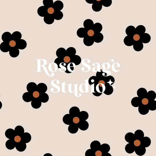 Boho Black Rust Floral Seamless File