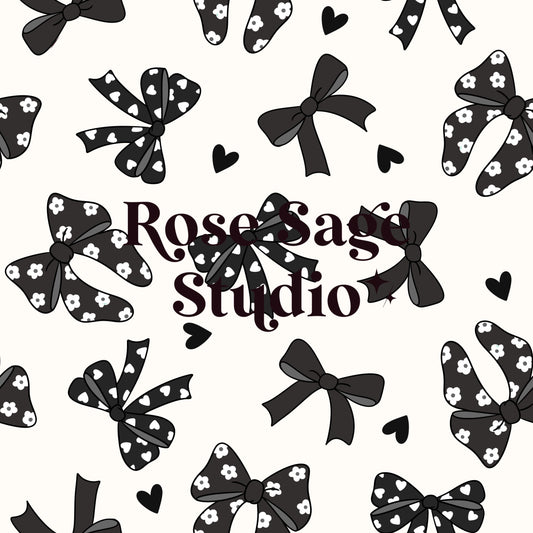 Black Valentines Day Bows Seamless File