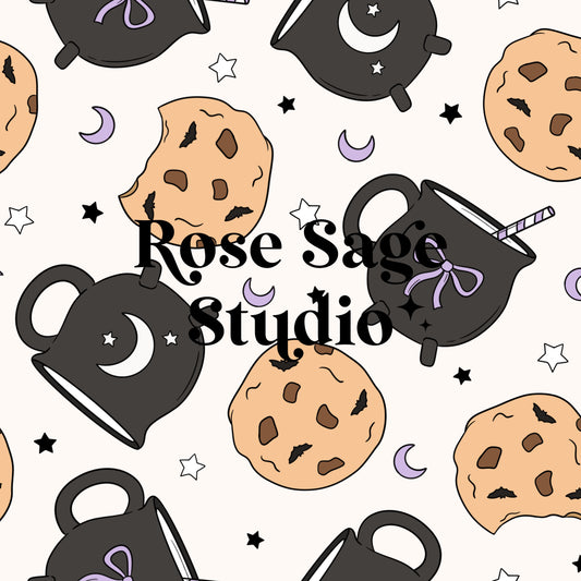 Halloween Cookies and Milk Seamless File