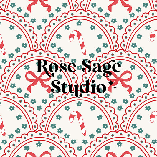 Christmas Bows Scalloped Seamless File
