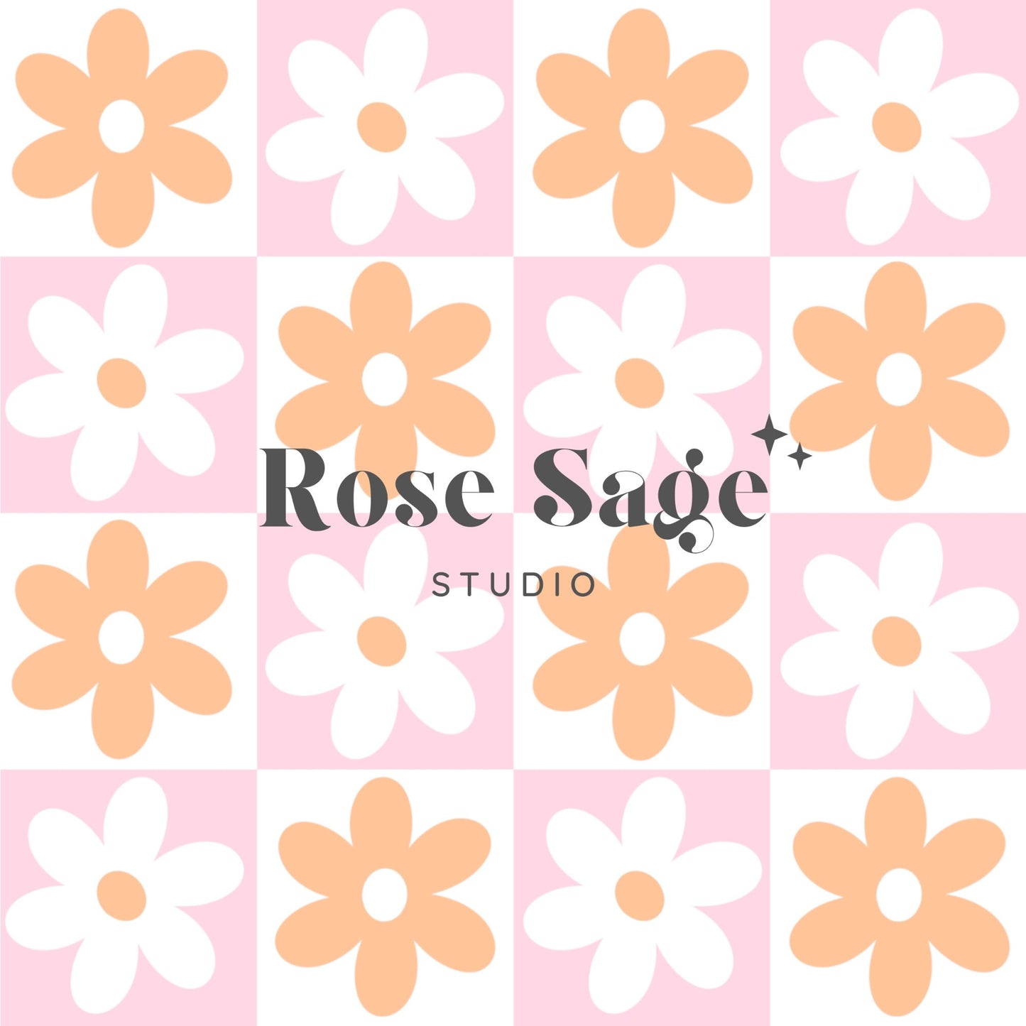 Retro Checkered Floral Seamless Digital Pattern, Checkered Flower Daisy Seamless Digital Pattern, Retro Daisy Seamless Digital Pattern Paper