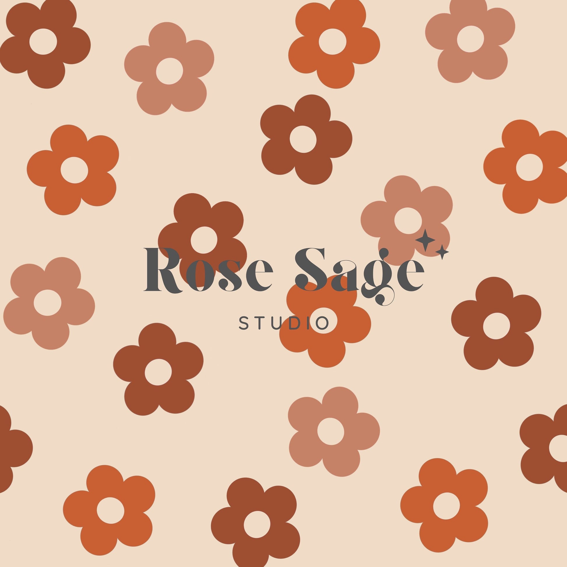 Retro Flower Seamless Digital Pattern, Fall Floral Seamless Pattern, Small Daisy Seamless Digital Pattern Design