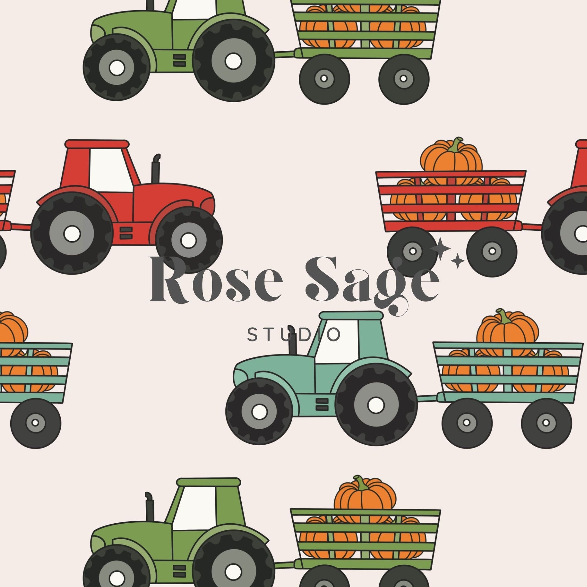 Fall Pumpkin Tractor Seamless Pattern, Boy Seamless Pattern File, Farm Tractors Boho Fall Seamless Pattern, Autumn Pumpkin Seamless Pattern