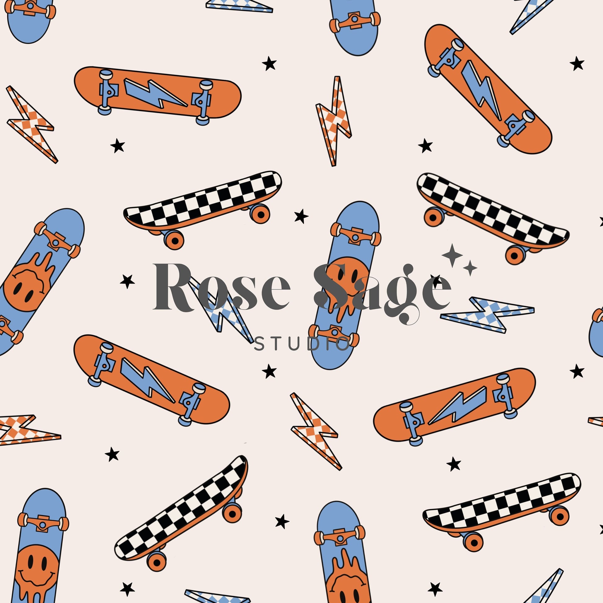 Checkered Skateboard Seamless Pattern File, Smile Face Checkerboard Skateboarding Seamless Pattern, Retro Boy Seamless Pattern