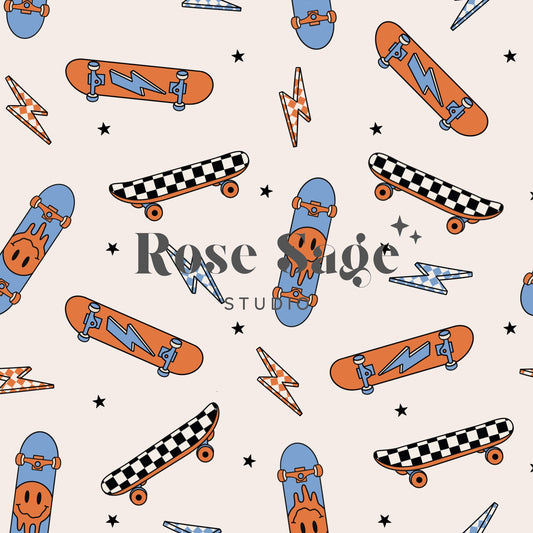 Checkered Skateboard Seamless Pattern File, Smile Face Checkerboard Skateboarding Seamless Pattern, Retro Boy Seamless Pattern