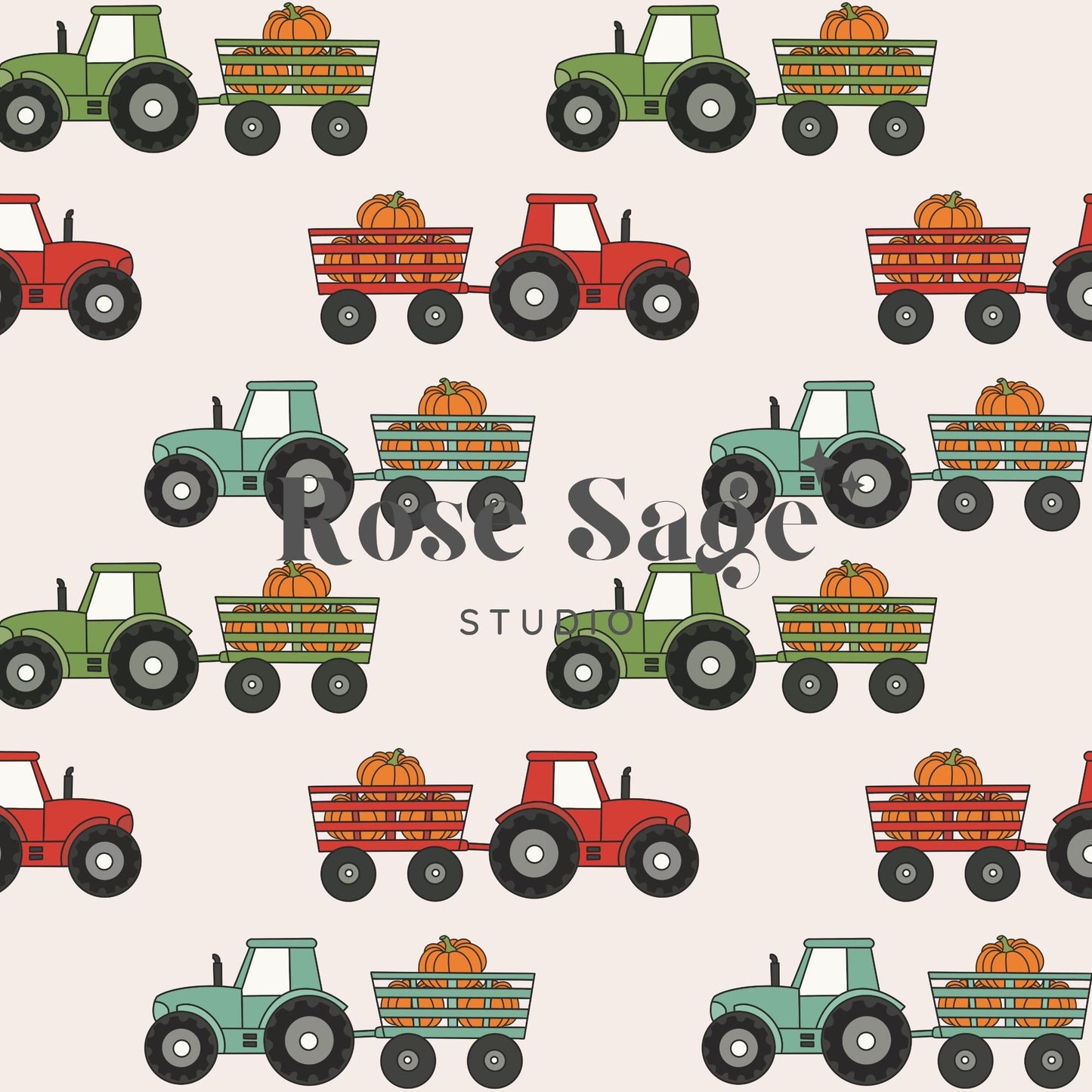 Fall Pumpkin Tractor Seamless Pattern, Boy Seamless Pattern File, Farm Tractors Boho Fall Seamless Pattern, Autumn Pumpkin Seamless Pattern