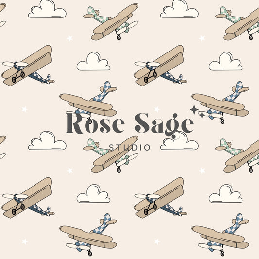 Vintage Checkered Airplane Seamless Pattern, Neutral Beige Airplane Checkerboard Seamless File, Boy Seamless Pattern, Boho Seamless File