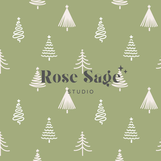 Boho Christmas Trees Seamless Pattern, Muted Green Christmas Seamless Pattern, Neutral Christmas Seamless Pattern File, Fabric Pattern