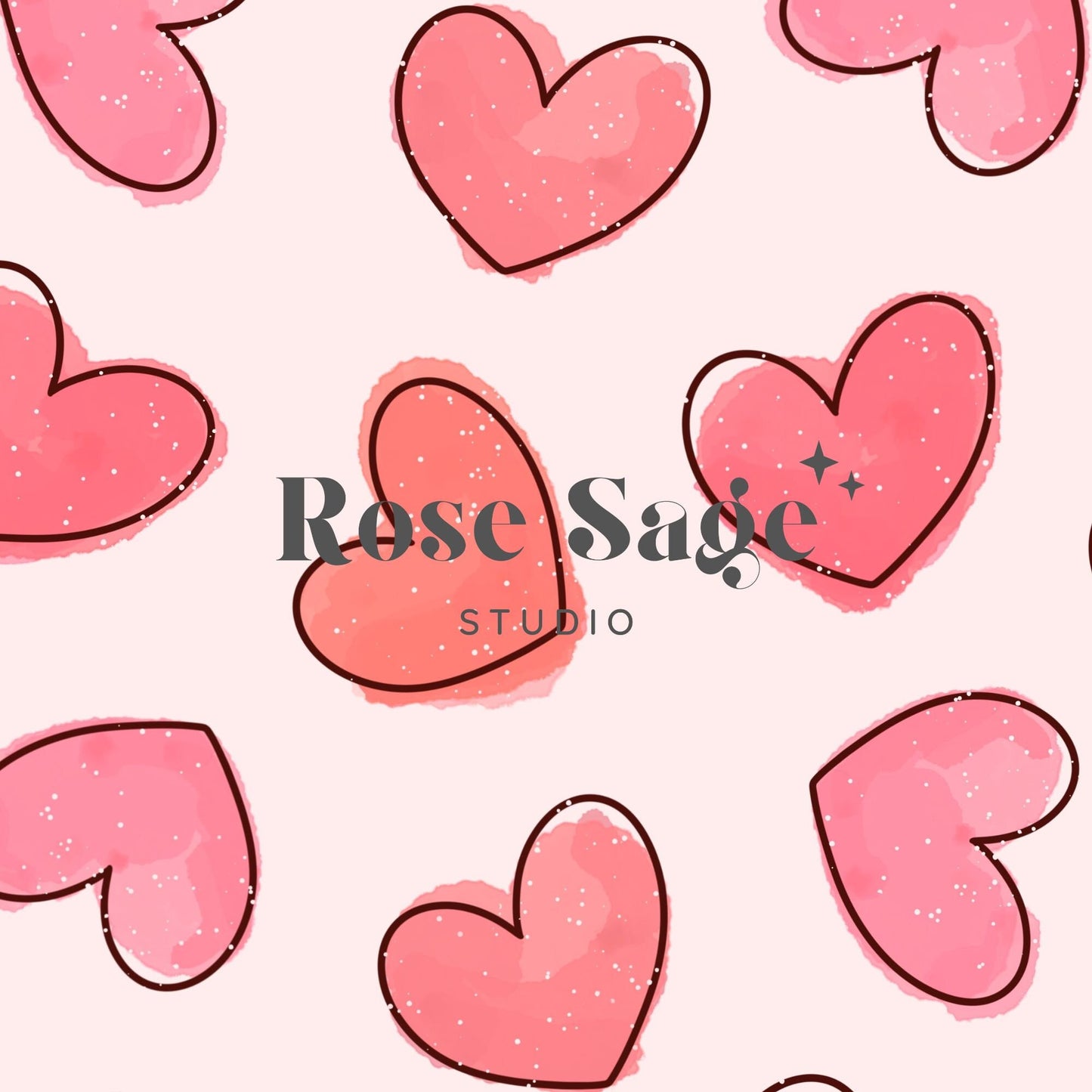 Watercolor Hearts Seamless Pattern, Valentines Hearts Seamless File, Girl Valentines Pink Heart Pattern, Boho Valentine Heart Seamless