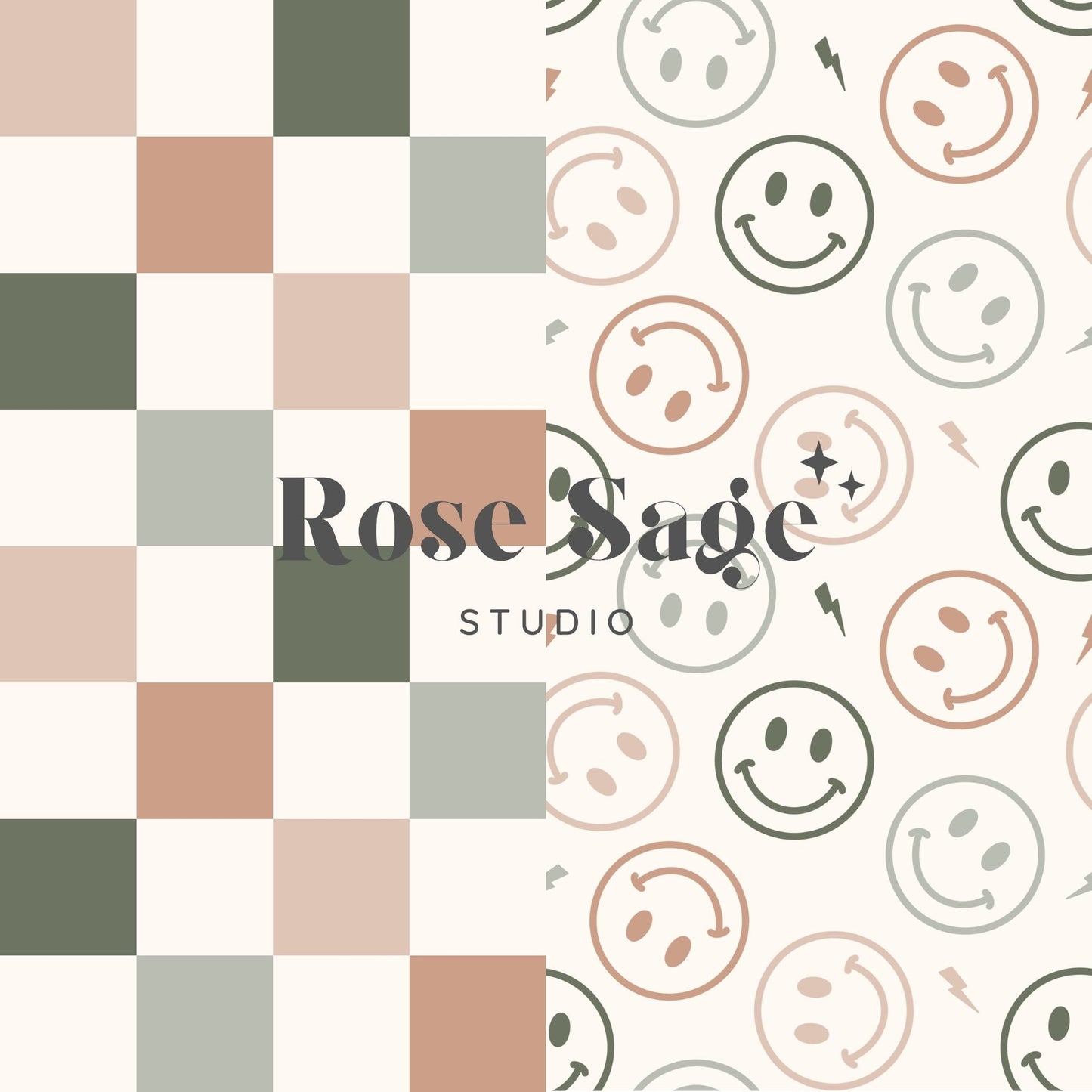 Neutral Smile Face Seamless Pattern Bundle, Boho Smiley Face Checkerboard Seamless File, Neutral Checkered Digital Pattern