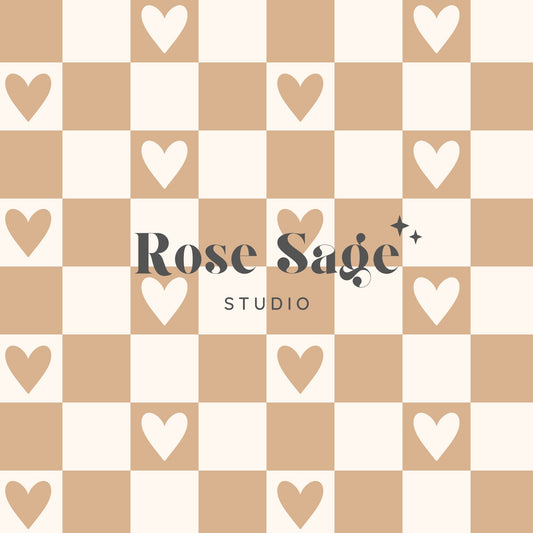 Neutral Heart Checkered Seamless Pattern, Tan Beige Heart Checker Seamless File, Neutral Valentine Checkerboard Pattern, Boho Checkered File