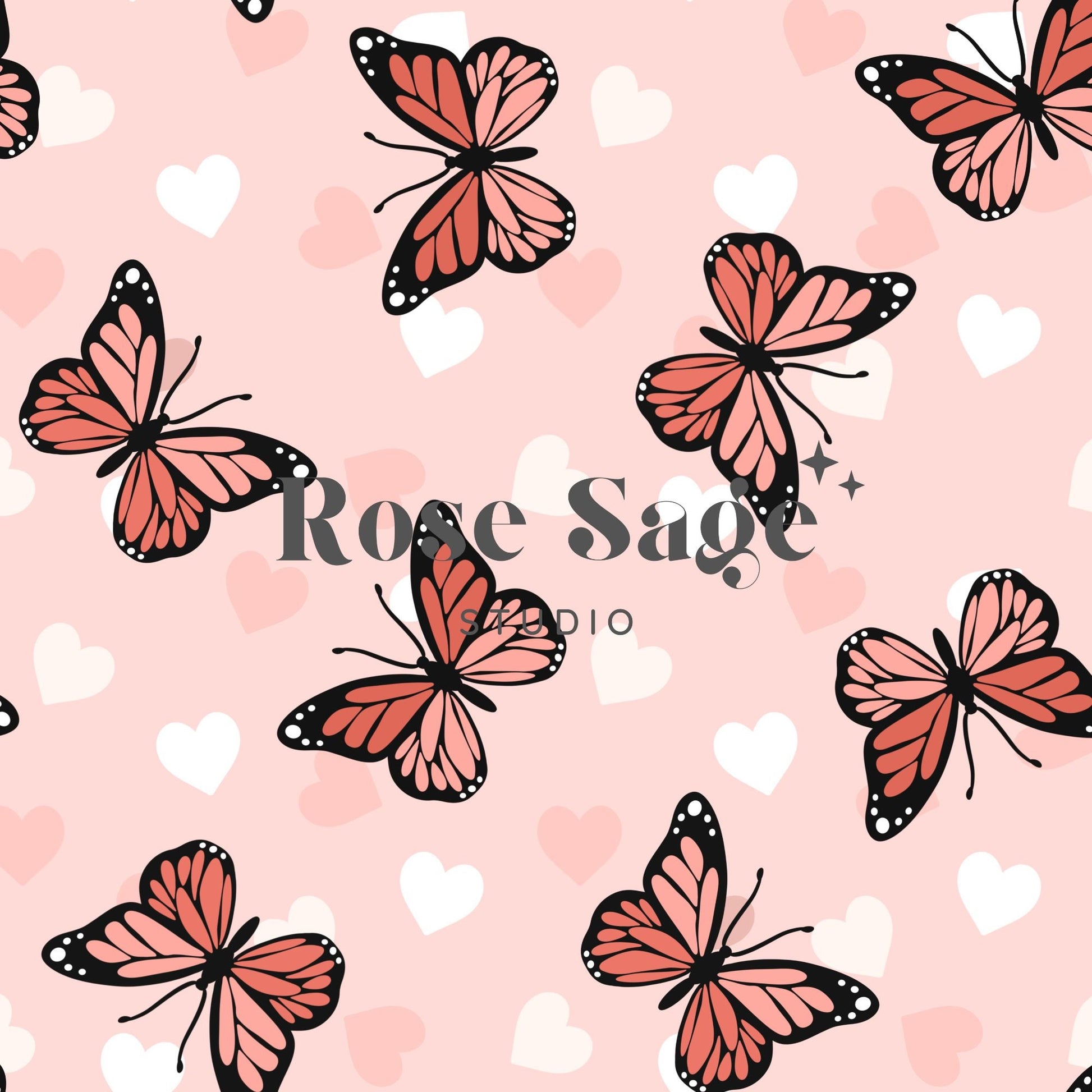 Valentines Day Butterflies Seamless Pattern, Pink Red Valentine Butterfly Hearts Seamless File, Girl Valentine’s Seamless Design