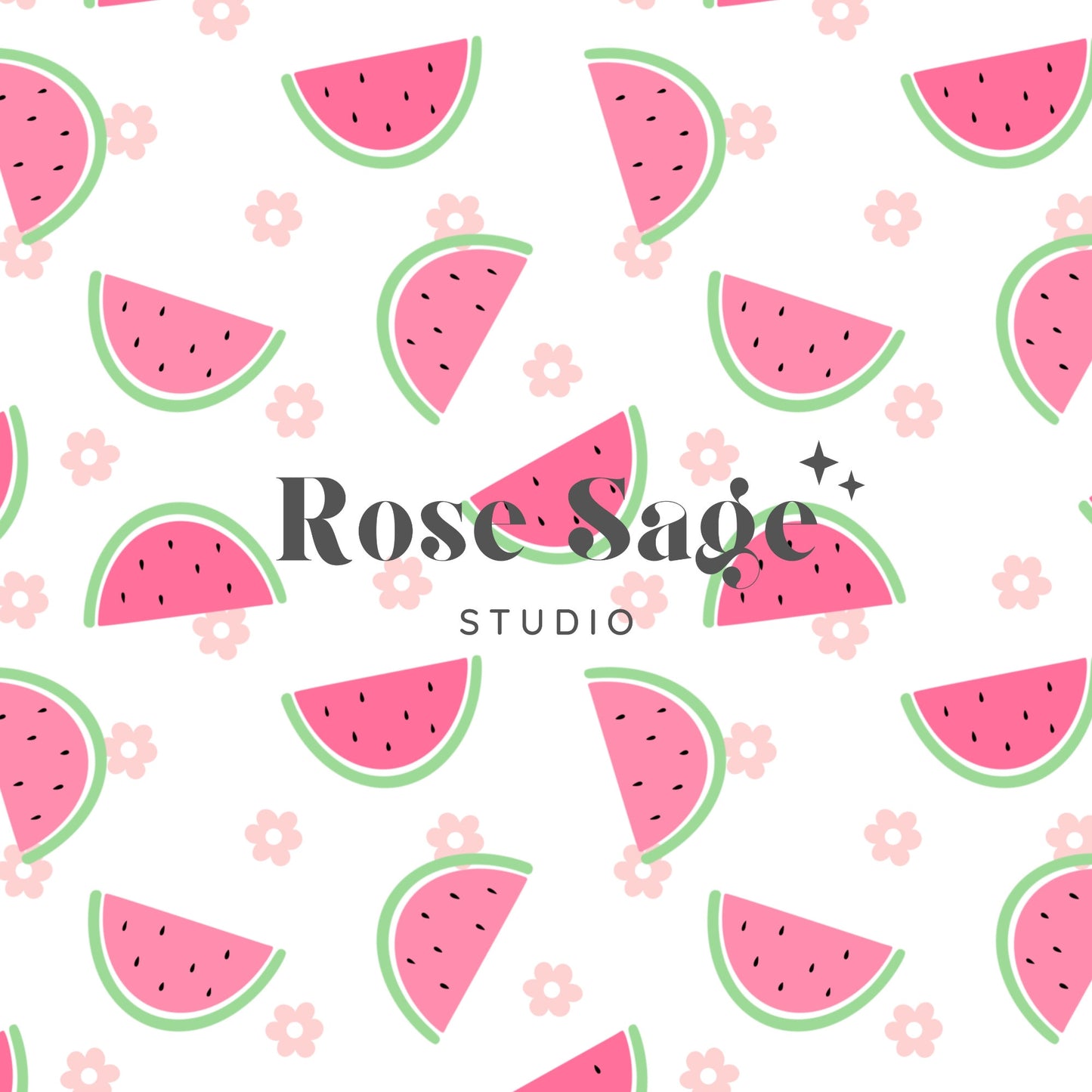 Boho Watermelon Daisy Seamless Digital Pattern, Summer Watermelon Flower Seamless File, Girl Summer Fruit Seamless File