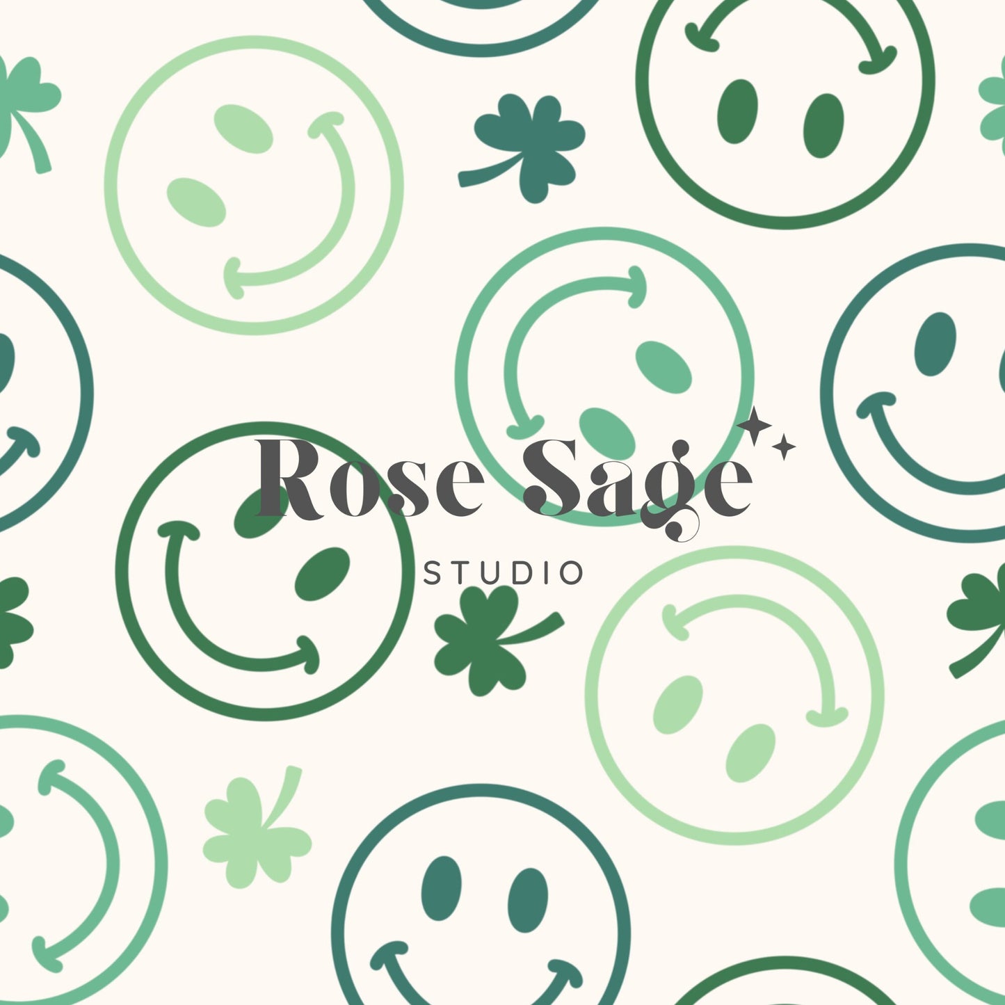 St Patricks Day Smiley Face Seamless Pattern, St Patricks Clover Seamless File, Boy Girl Smile Face Seamless Pattern, Beige Green Smile Face