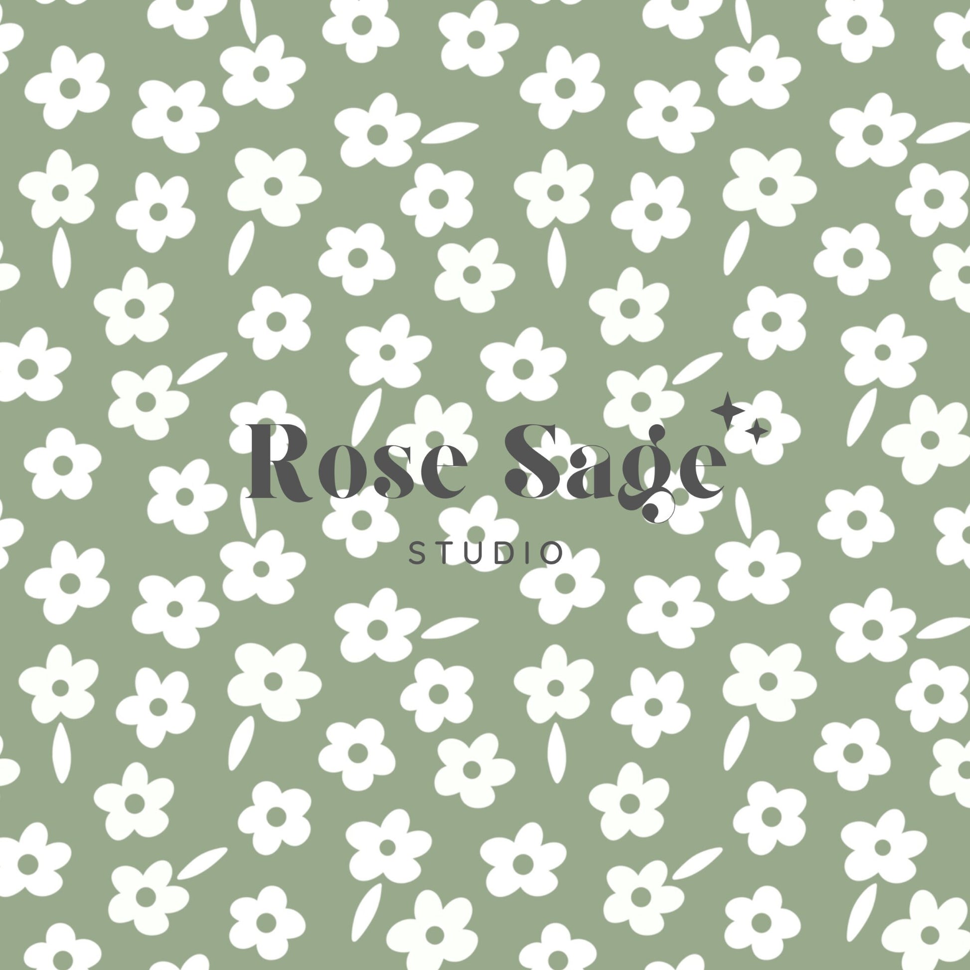 White Sage Green Floral Seamless Pattern, Ditsy Floral Spring Seamless File, Boho Small Floral Seamless, Girl Spring Summer Flower Design