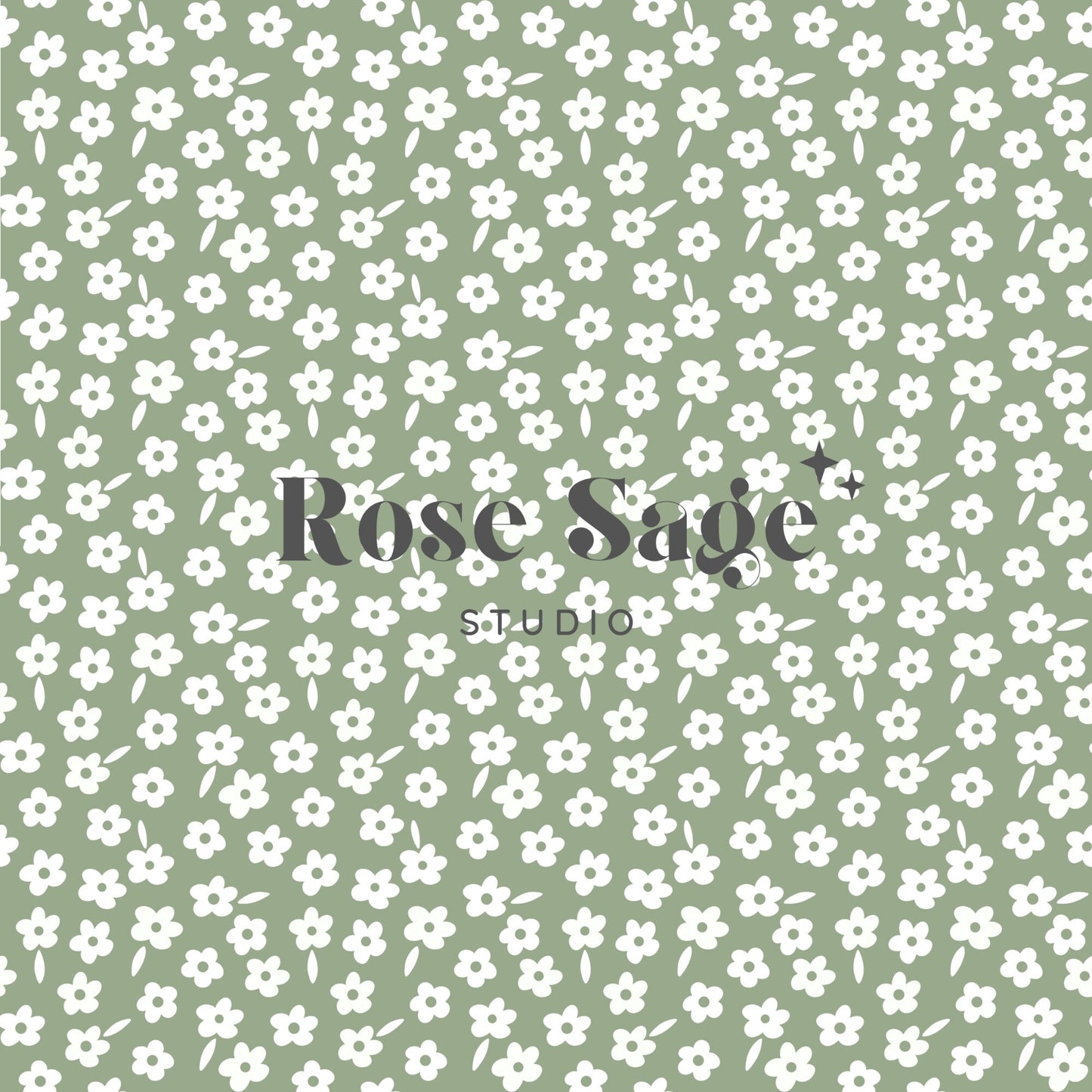 White Sage Green Floral Seamless Pattern, Ditsy Floral Spring Seamless File, Boho Small Floral Seamless, Girl Spring Summer Flower Design