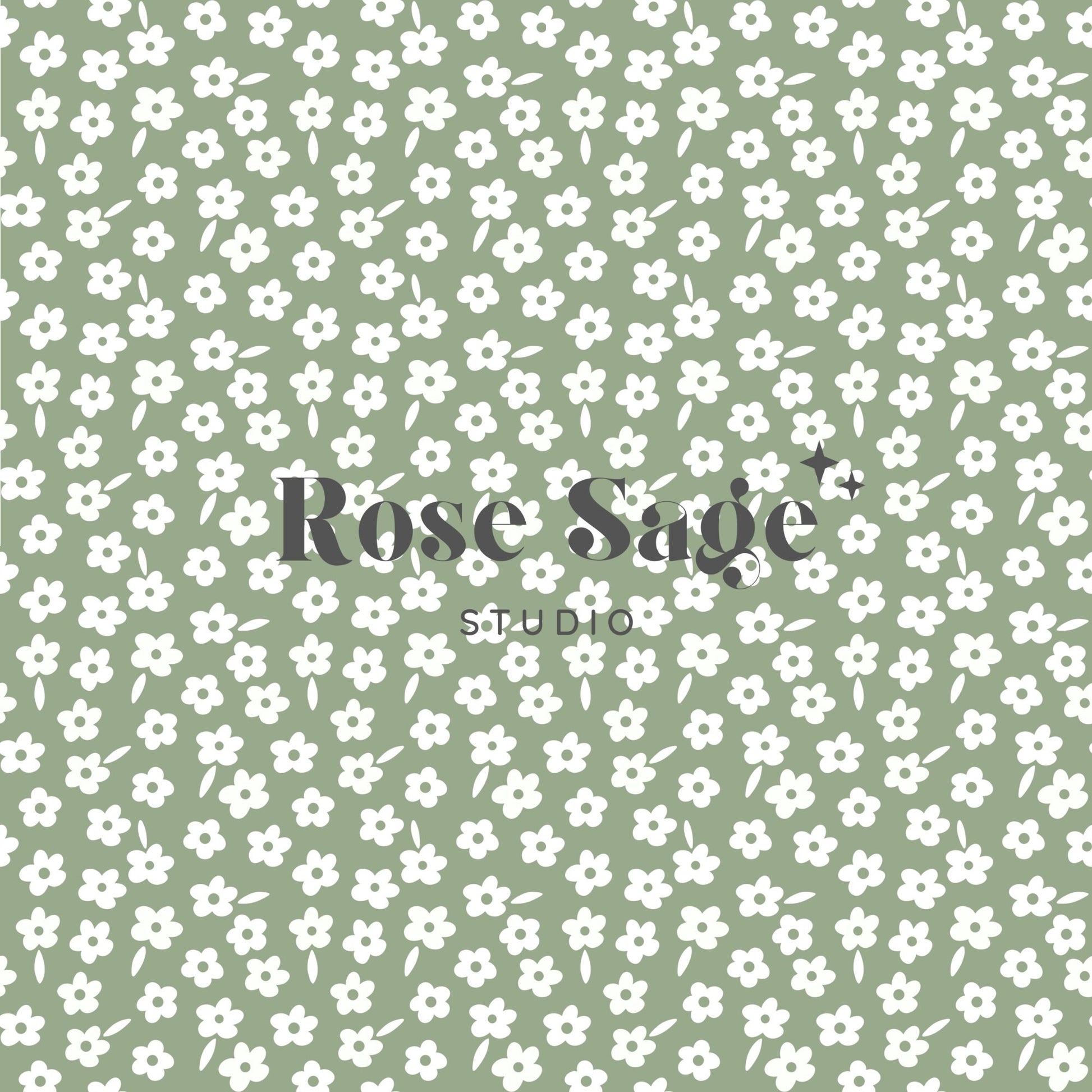 White Sage Green Floral Seamless Pattern, Ditsy Floral Spring Seamless File, Boho Small Floral Seamless, Girl Spring Summer Flower Design