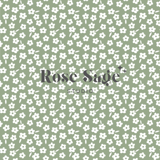 White Sage Green Floral Seamless Pattern, Ditsy Floral Spring Seamless File, Boho Small Floral Seamless, Girl Spring Summer Flower Design