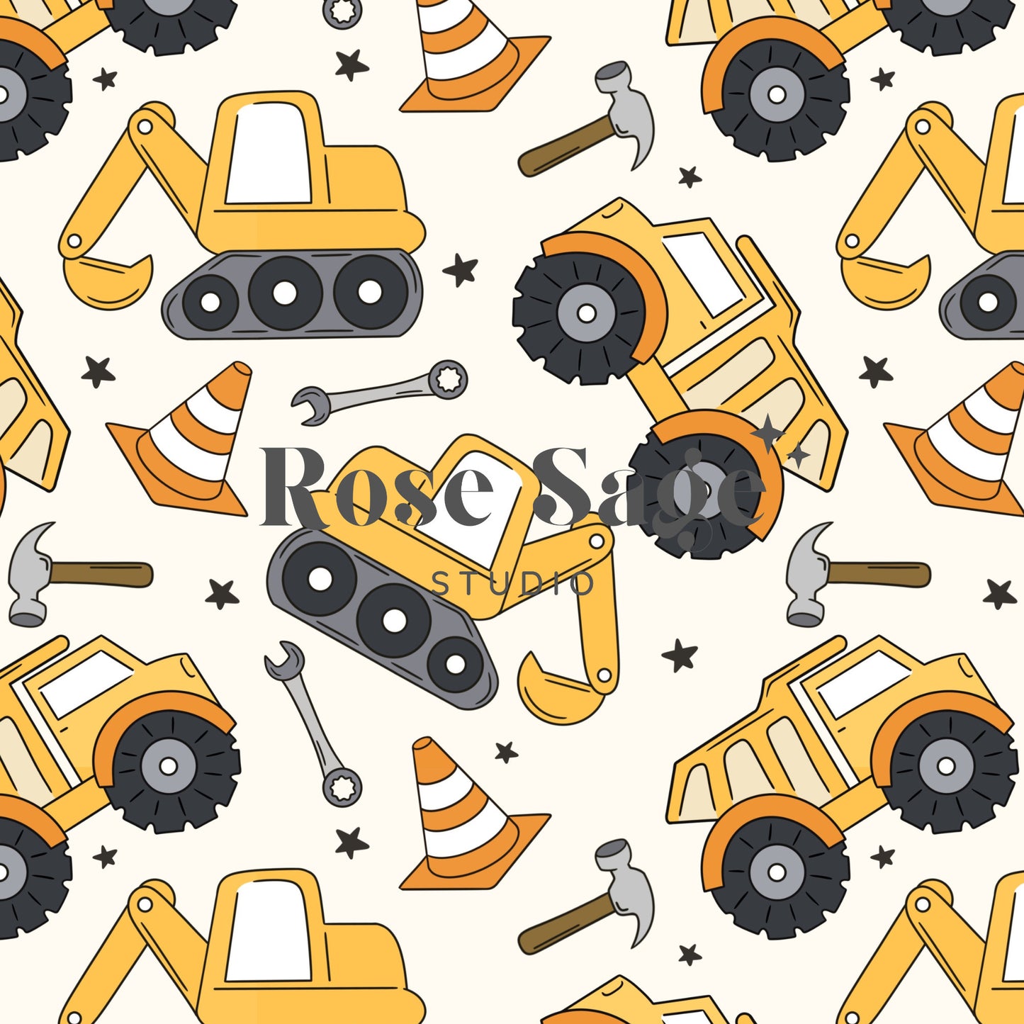 Construction Seamless Pattern, Boy Seamless File, Construction Truck Vehicle Seamless File, Boy Surface Pattern