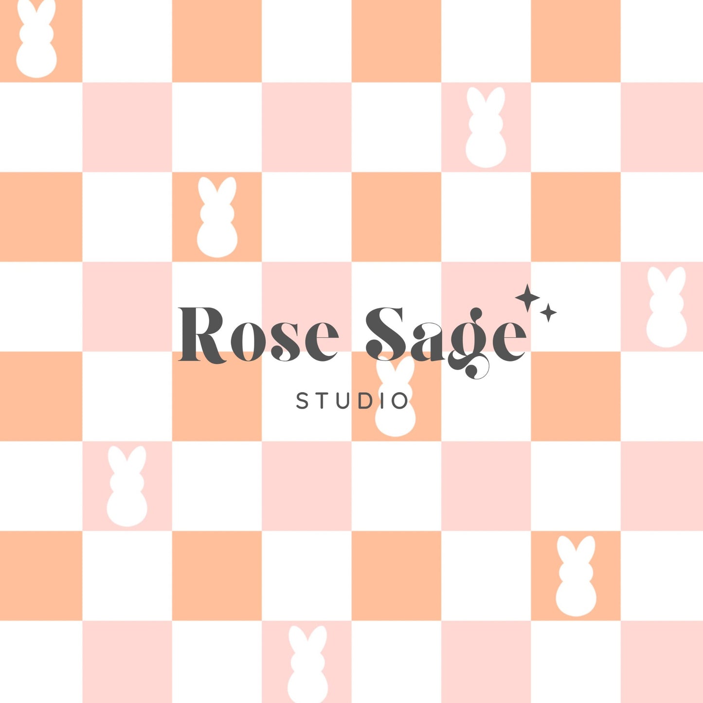 Easter Bunny Checkered Seamless File, Easter Pastel Bunny Checker Seamless Pattern, Girl Easter Spring Seamless Pattern, Pink Orange Checker