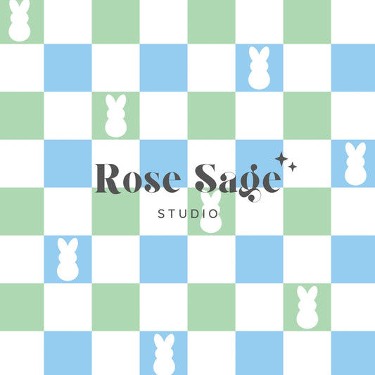 Easter Bunny Checkered Seamless File, Easter Pastel Bunny Checker Seamless Pattern, Boy Easter Spring Seamless Pattern, Blue Green Checker