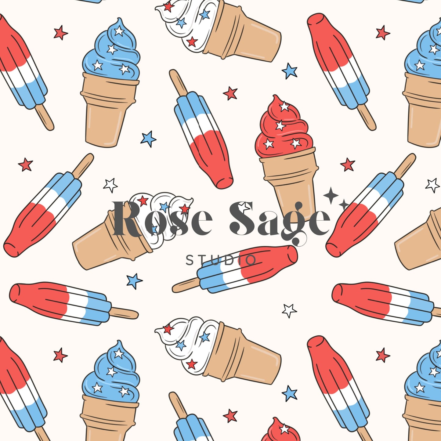 Fourth of July Ice Cream Seamless Pattern, 4th of July Popsicles Seamless File, Summer Ice Cream Seamless File, Boy Girl 4th of July Pattern