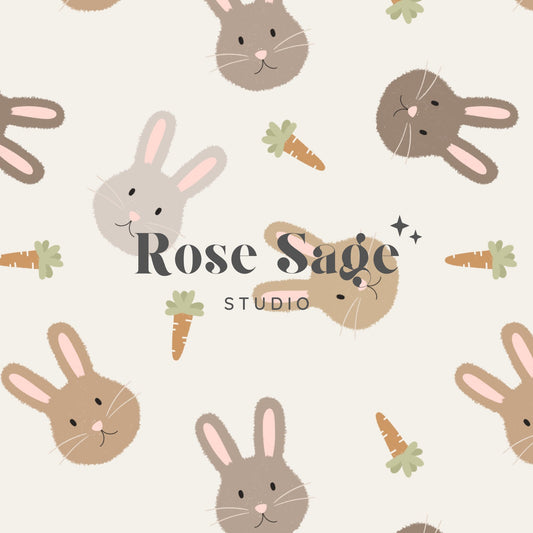 Boho Easter Bunny Seamless Pattern, Neutral Easter Bunnies Seamless File, Spring Bunny Seamless Surface Pattern