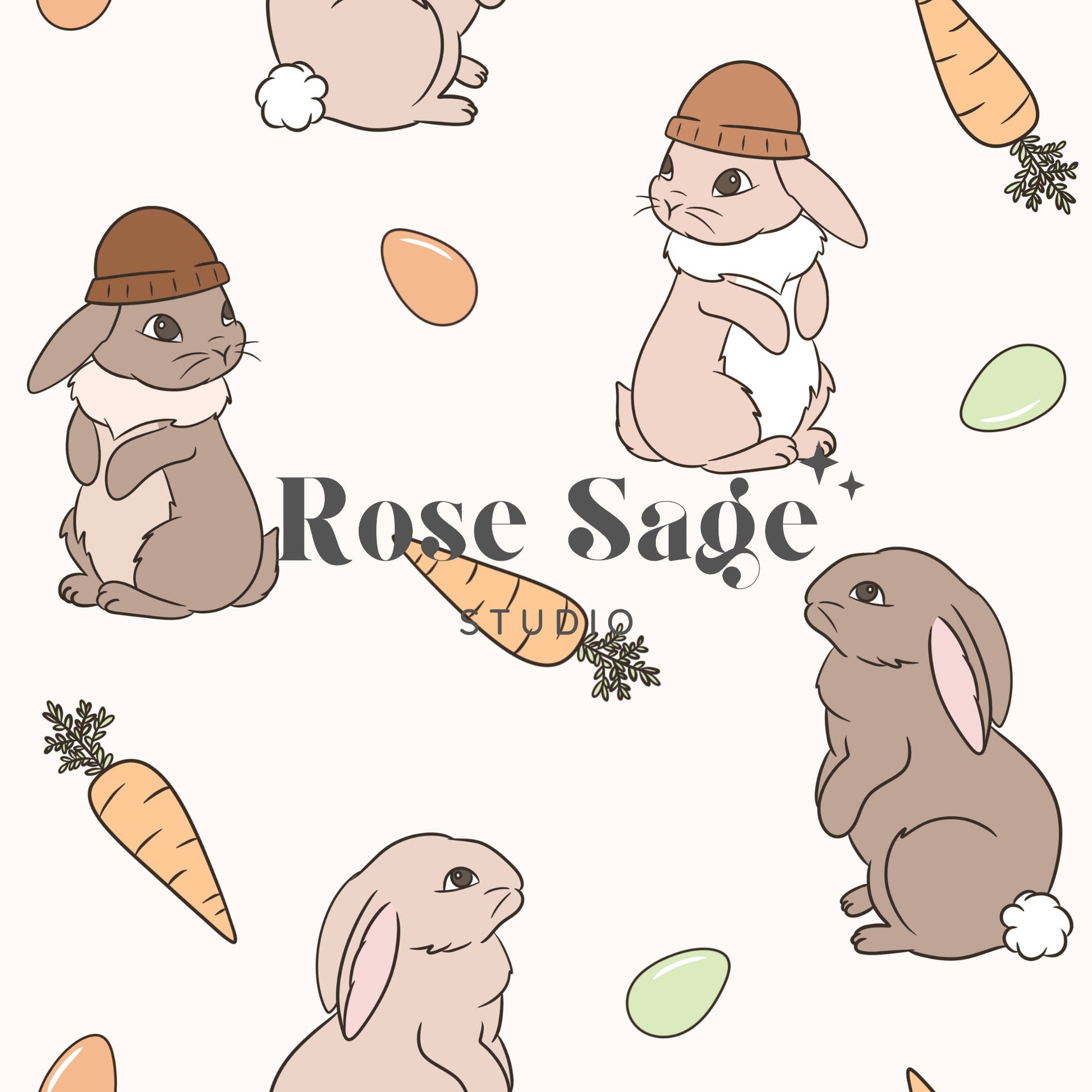 Easter Bunny Seamless Pattern, Boy Easter Bunnies Carrots Seamless File, Spring Bunny Seamless Pattern, Boho Easter Seamless Design