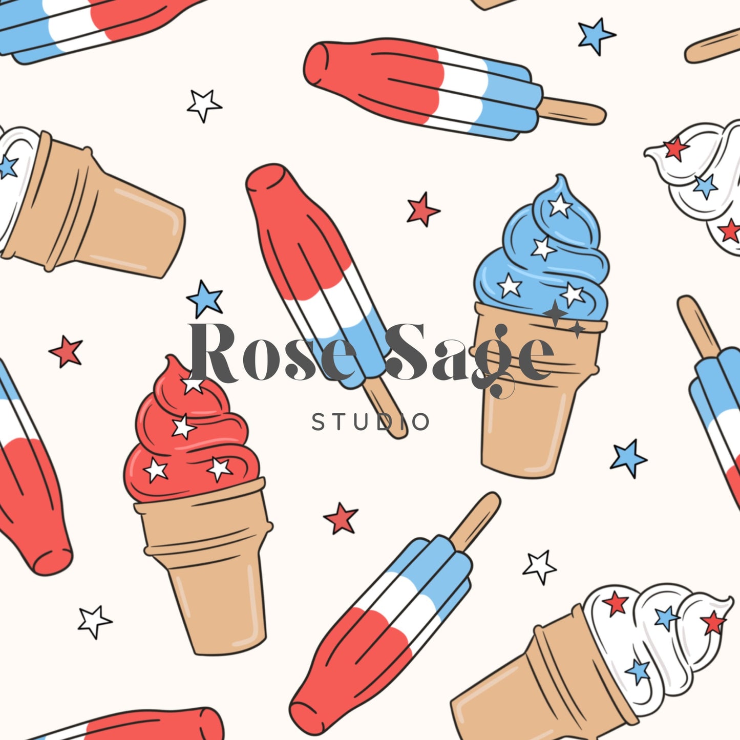 Fourth of July Ice Cream Seamless Pattern, 4th of July Popsicles Seamless File, Summer Ice Cream Seamless File, Boy Girl 4th of July Pattern