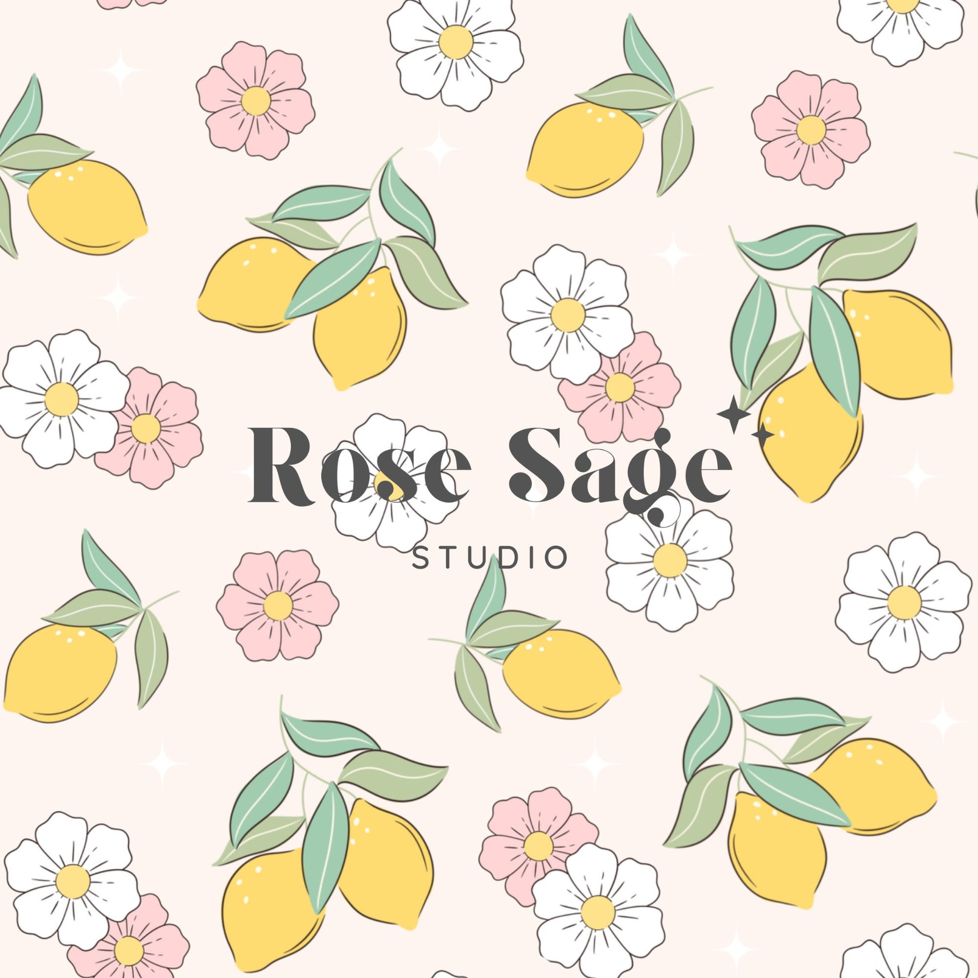 Lemon Floral Seamless Pattern, Citrus Lemons Summer Flower Seamless File, Girl Seamless Pattern, Summer Seamless File for Sublimation