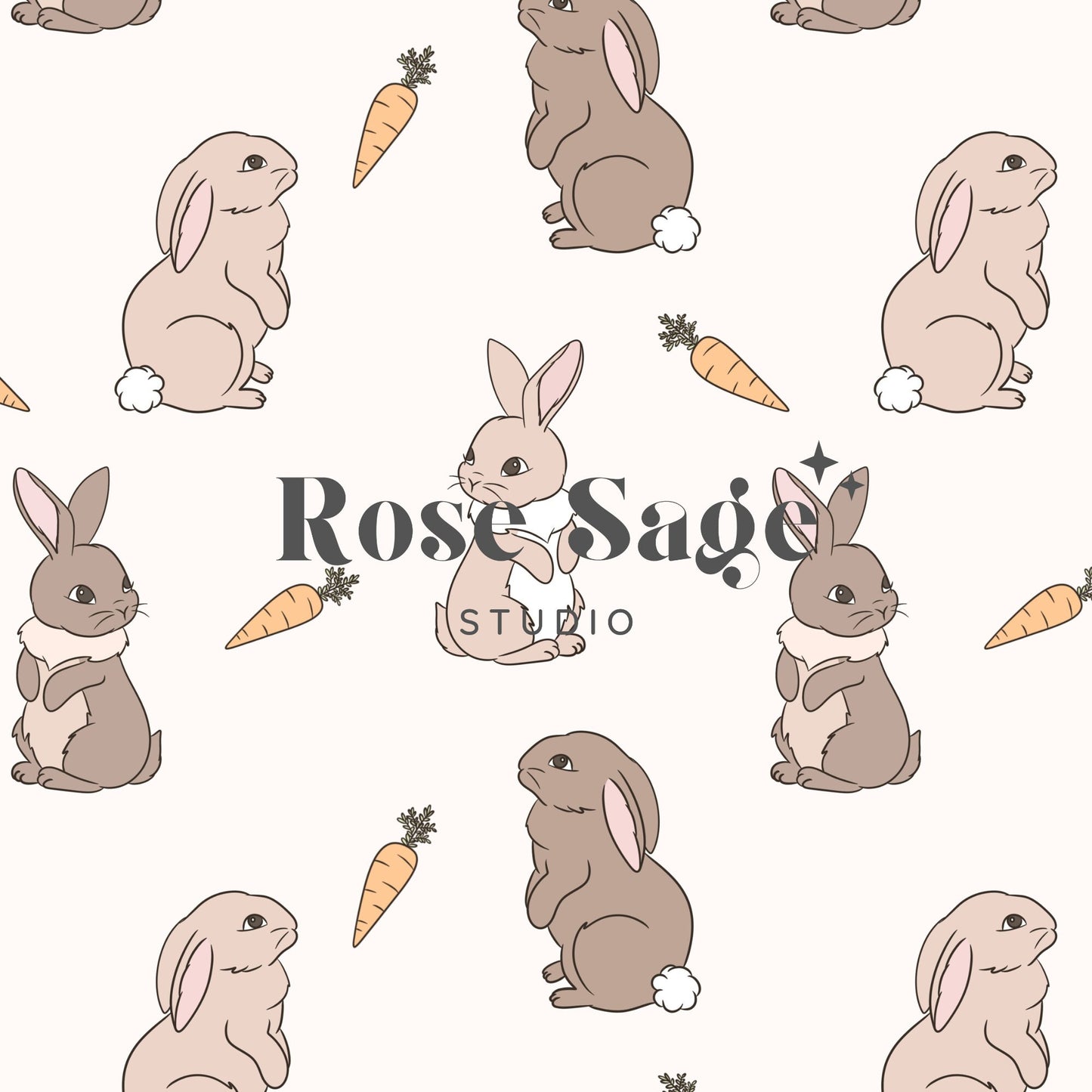 Easter Bunny Seamless Pattern, Neutral Easter Bunnies Carrots Seamless File, Spring Bunny Seamless Pattern, Boho Easter Seamless Design