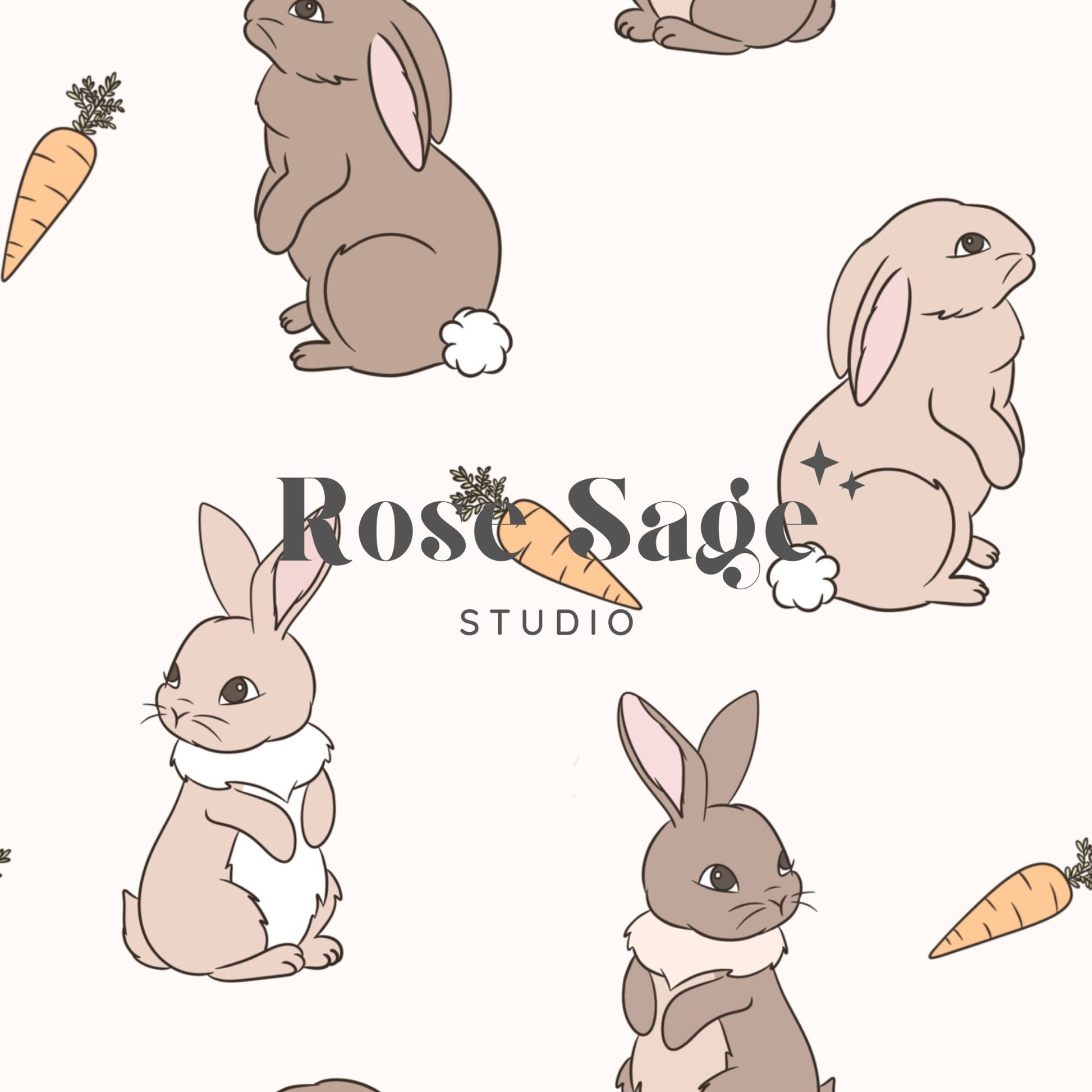 Easter Bunny Seamless Pattern, Neutral Easter Bunnies Carrots Seamless File, Spring Bunny Seamless Pattern, Boho Easter Seamless Design