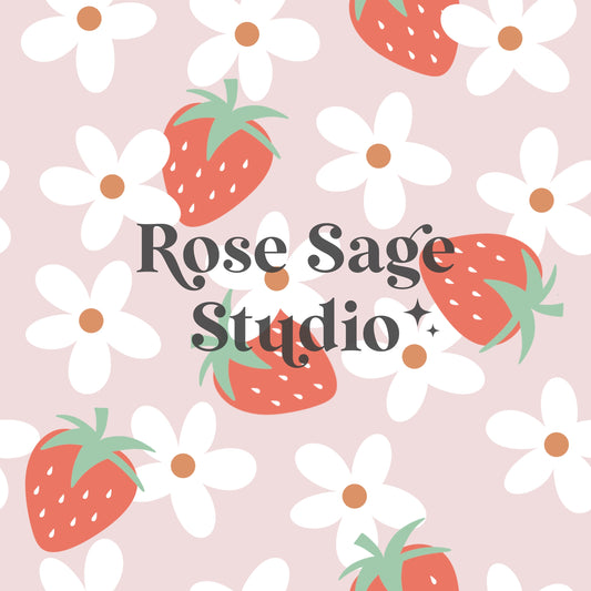 Strawberry Daisy Seamless, Spring Summer Seamless File, Strawberries Floral Seamless Pattern, Girl Seamless Pattern