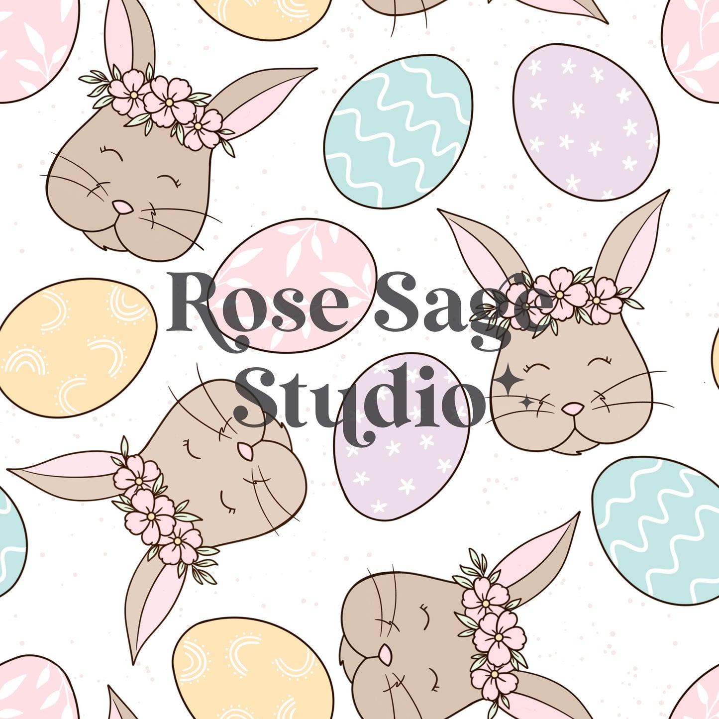 Easter Bunny Seamless Pattern, Easter Eggs Seamless File, Spring Bunny Floral Seamless Pattern, Boho Easter Seamless Design