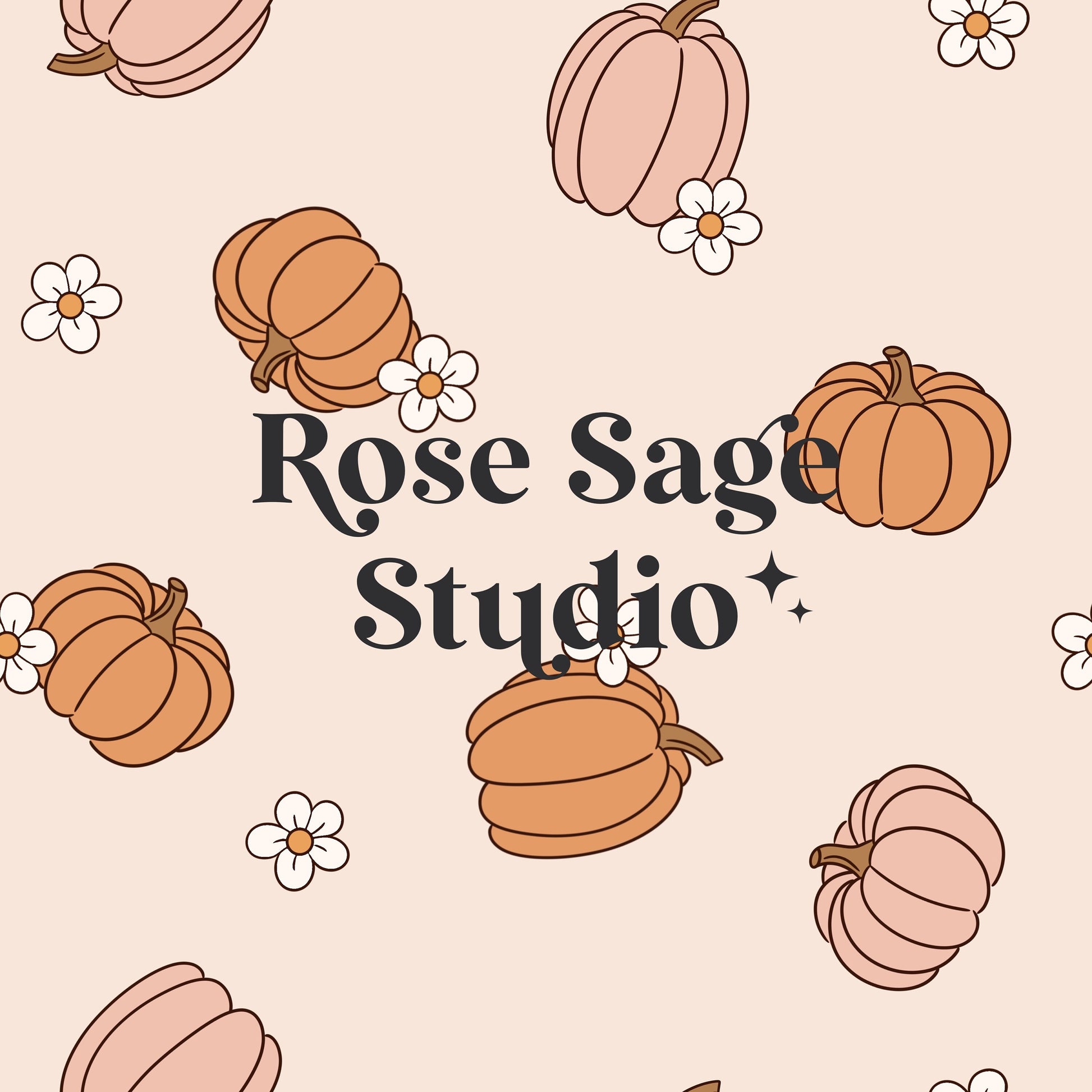 Fall Pumpkin Seamless File, Daisy Pumpkins Seamless Pattern, Autumn Floral Pink Pumpkin Seamless File